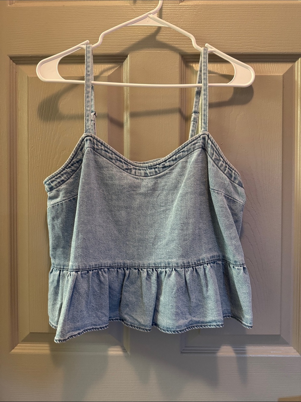 Madewell Denim Peplum Cami Top - Light Blue